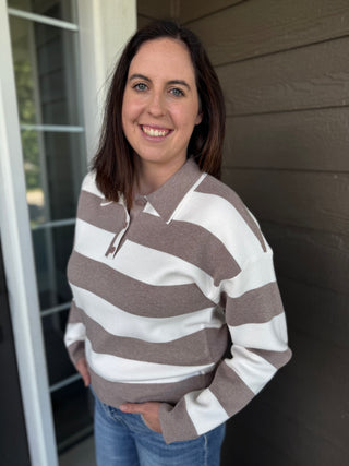 Normandy Top | Women's Striped Collared Knit Top