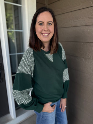 Women's Fabric Block Terry Pullover Sweatshirt