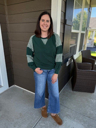 Women's Fabric Block Terry Pullover Sweatshirt