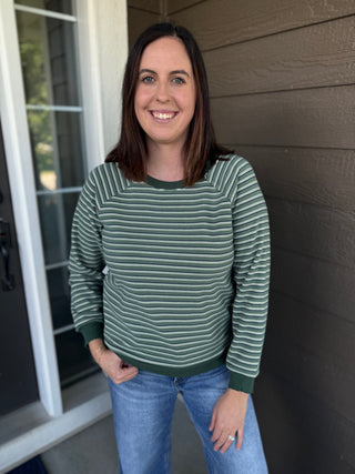 Micro Brushed Stripe Rib Banded Top