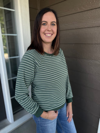 Micro Brushed Stripe Rib Banded Top