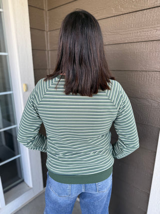Micro Brushed Stripe Rib Banded Top