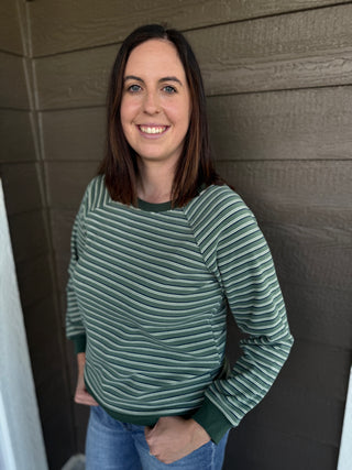 Micro Brushed Stripe Rib Banded Top