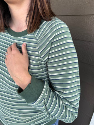 Micro Brushed Stripe Rib Banded Top