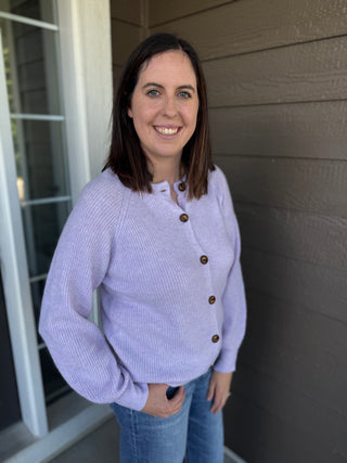 Women's Ribbed Raglan Sleeve Button-Down Cardigan