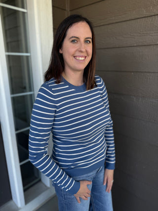 Women's Basic Striped Pullover Sweater