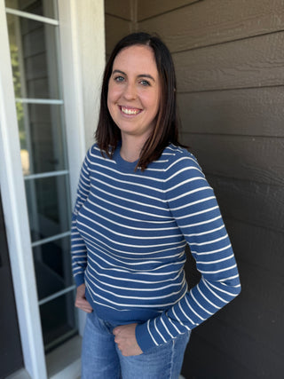 Women's Basic Striped Pullover Sweater