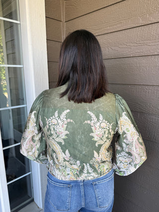 Paisley Print Tie-Neck Blouse | Women's Long Sleeve Button-Down Top