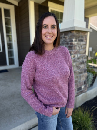 Women's Ribbed Loose Fit Crew Neck Sweater
