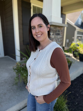 Pax Sweater Vest | Women's Cable Knit Button-Front Vest