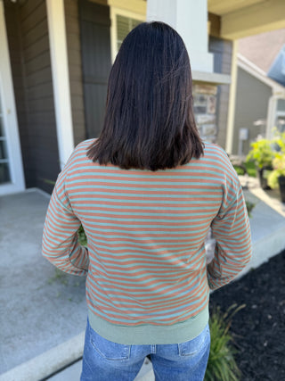 Women's Relaxed Fit Striped Pullover Sweatshirt