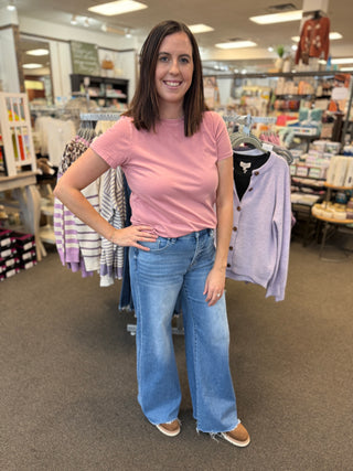 Risen Smoothing Wide Leg High Rise Jeans