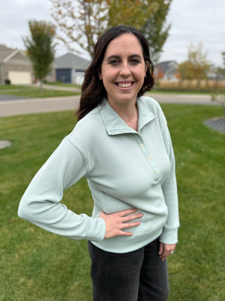 Chrishell Pullover | Mock Neck Button Pullover