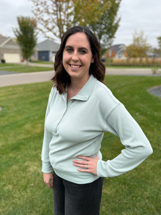 Chrishell Pullover | Mock Neck Button Pullover