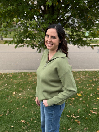 Women's O-Ring Half-Zip Mock Neck Sweater