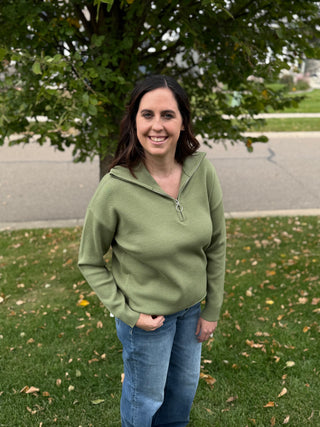 Women's O-Ring Half-Zip Mock Neck Sweater