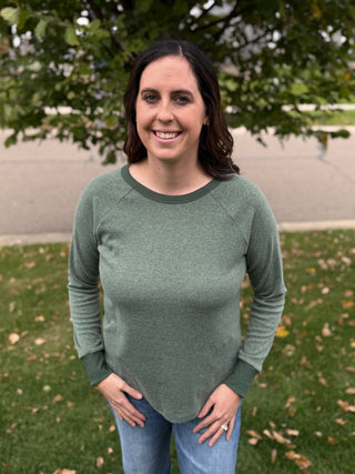Women's Olive Brushed Knit Top