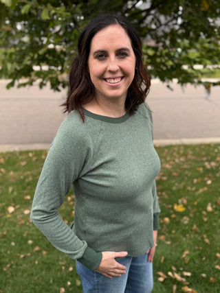 Women's Olive Brushed Knit Top