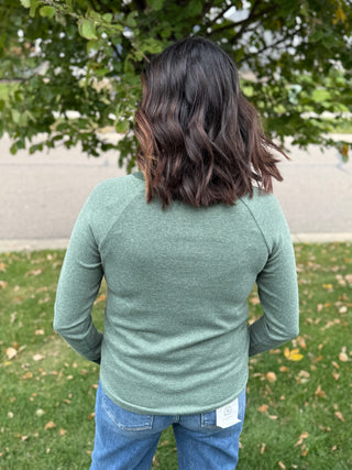 Women's Olive Brushed Knit Top