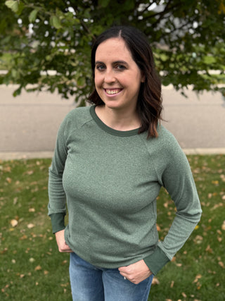 Women's Olive Brushed Knit Top
