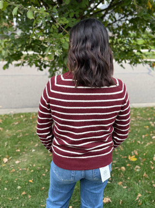 Women's Fuzzy Striped Button-Front Cardigan