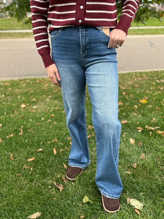 Risen High Rise Tummy Control Straight Jeans