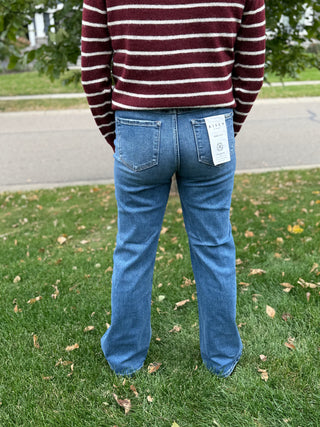 Risen High Rise Tummy Control Straight Jeans