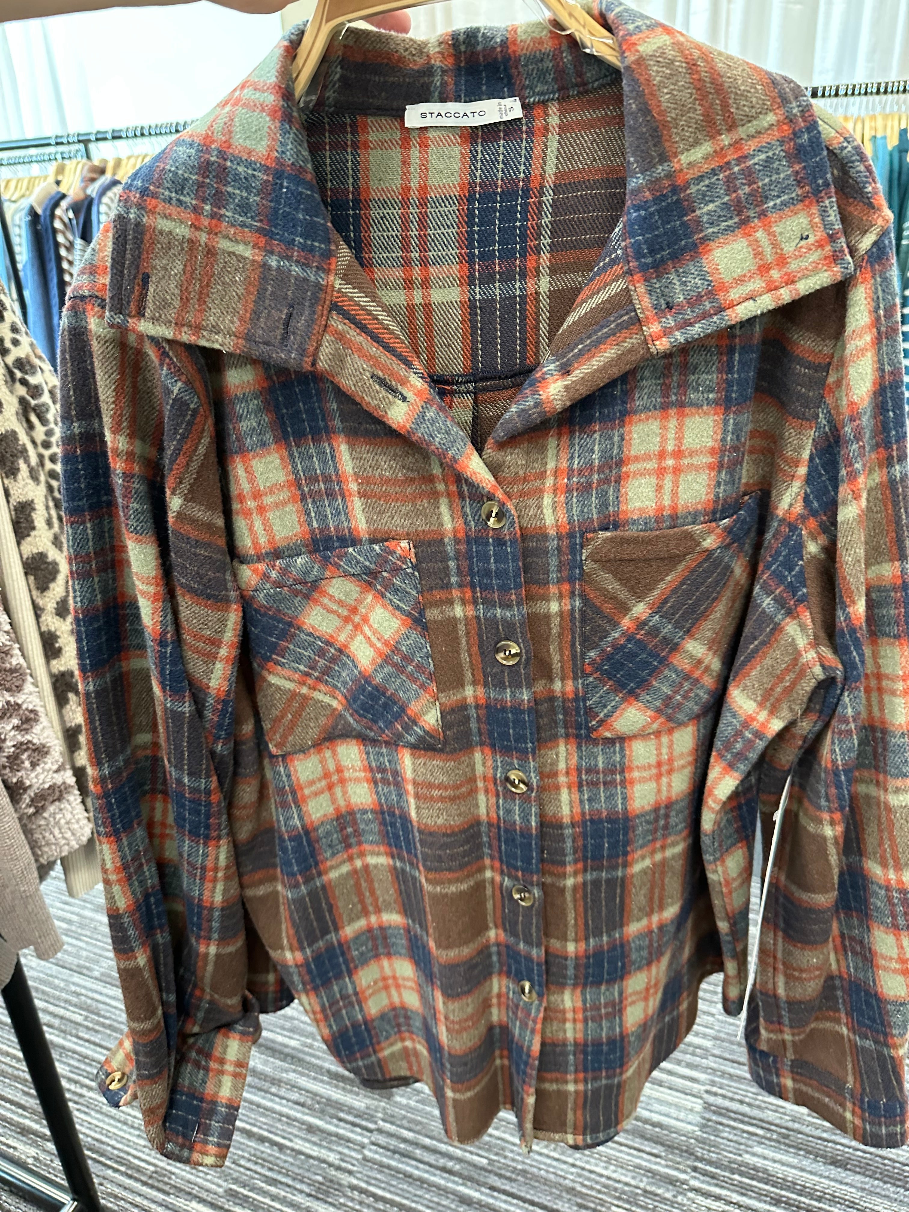 Collared Button Down Plaid Shirt