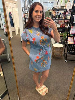 Flower Embroidered Mini Dress