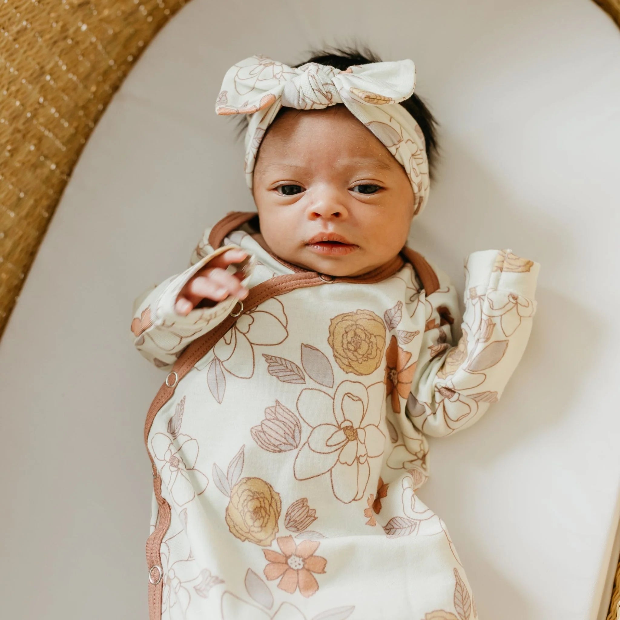 Ferra Copper Pearl Knit Headband Bow