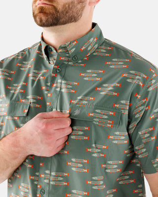 Waggle Muskied Men's Outpost Short Sleeve Button Down Shirt