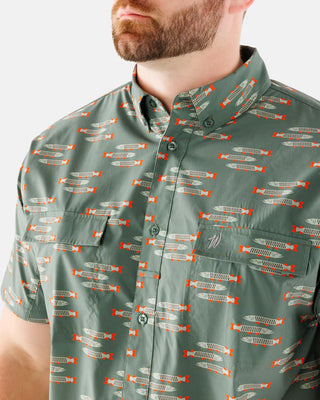 Waggle Muskied Men's Outpost Short Sleeve Button Down Shirt