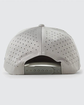 Back view of Waggle Youth Night Watch Owl Snapback Hat — fully perforated grey cap with adjustable grey snapback closure