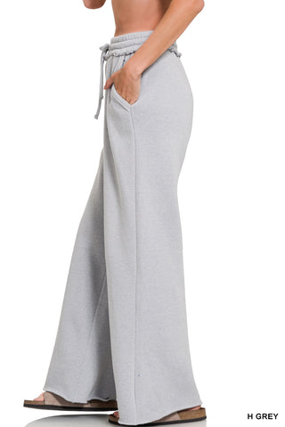 Fleece Exposed Seam Wide-Leg Sweatpants