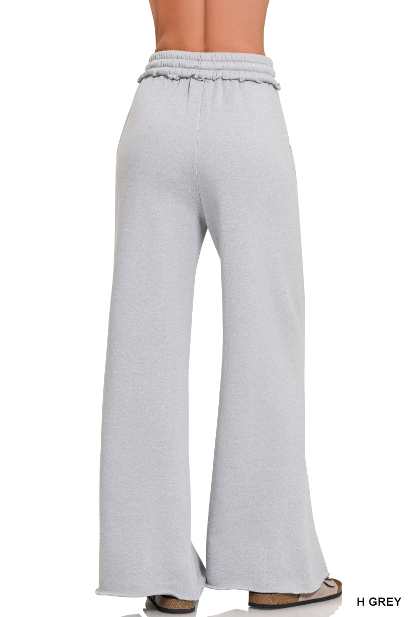 Fleece Exposed Seam Wide-Leg Sweatpants