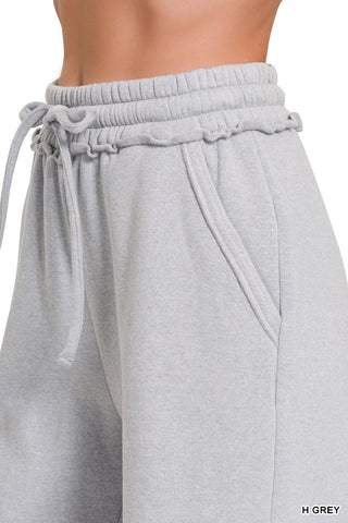 Fleece Exposed Seam Wide-Leg Sweatpants