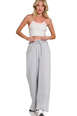 Fleece Exposed Seam Wide-Leg Sweatpants