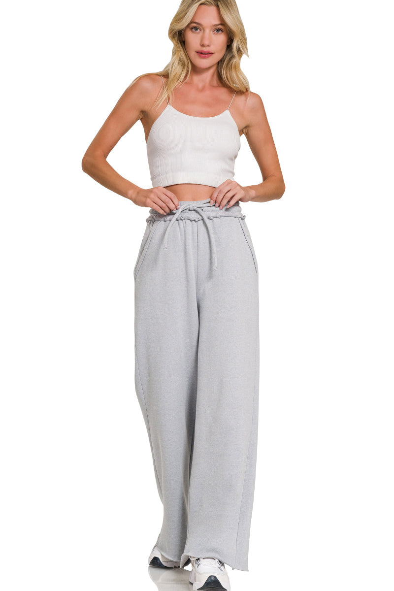 Fleece Exposed Seam Wide-Leg Sweatpants