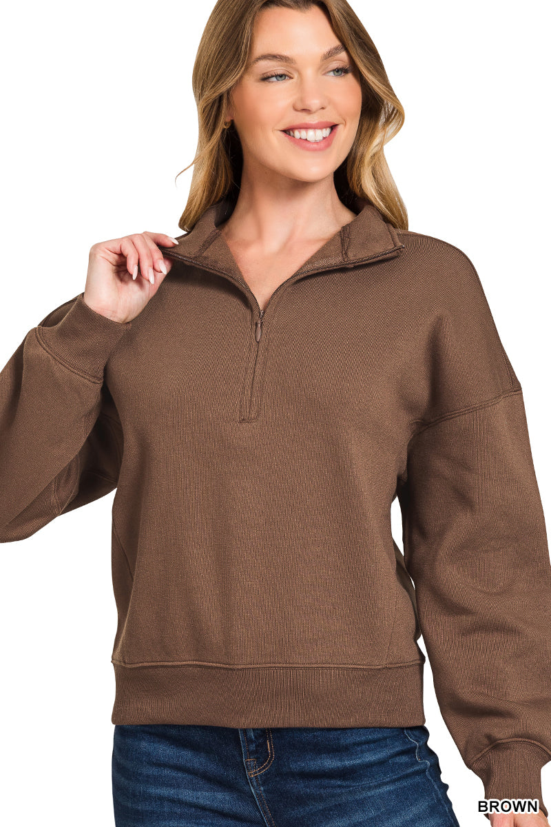 High Neck Half Zip Sweatshirt
