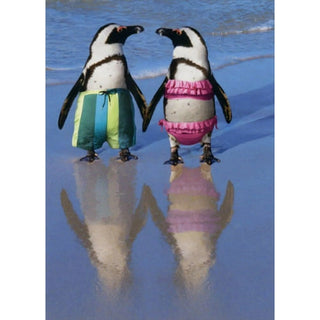 Greeting Card Penguins Holding Hands
