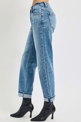 Risen Ankle Boyfriend Distressed Jeans