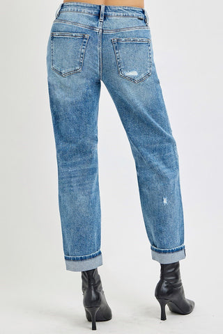 Risen Ankle Boyfriend Distressed Jeans
