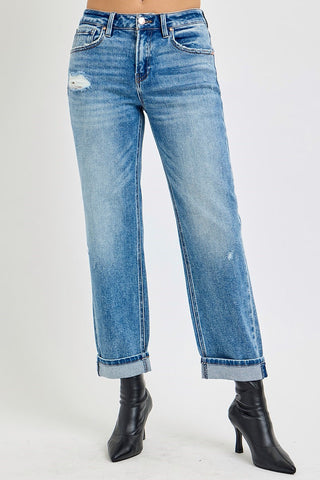 Risen Ankle Boyfriend Distressed Jeans