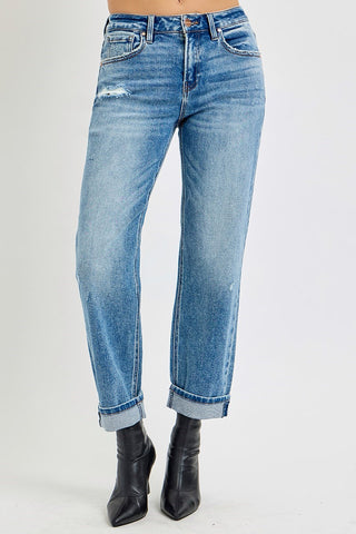 Risen Ankle Boyfriend Distressed Jeans