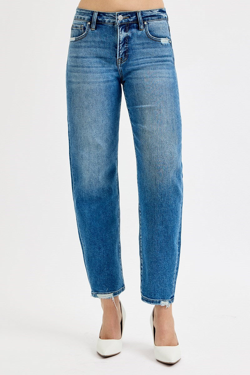Risen Ankle Slim Barrel Jeans