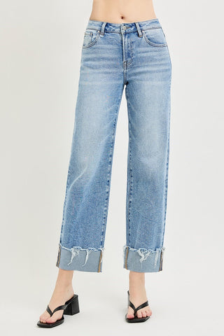 Risen High Rise Crop Boyfriend Cuffed Jeans