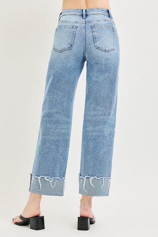 Risen High Rise Crop Boyfriend Cuffed Jeans