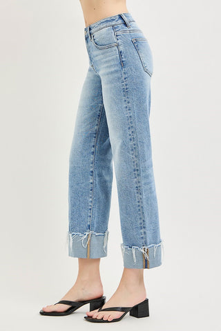 Risen High Rise Crop Boyfriend Cuffed Jeans