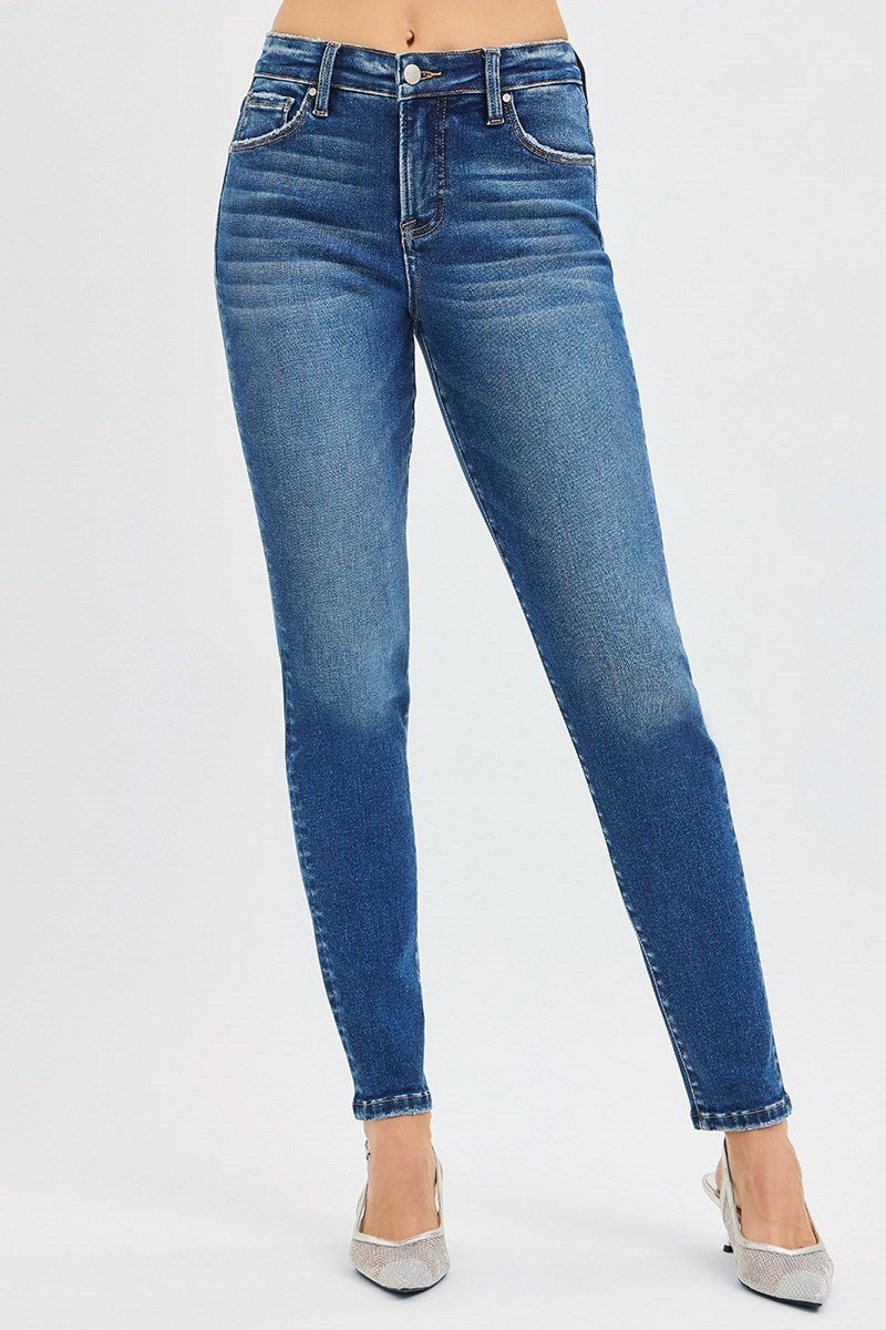 Risen Mid Rise Ankle Skinny Jeans