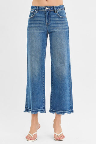 Risen Mid Rise Crop Wide Jeans